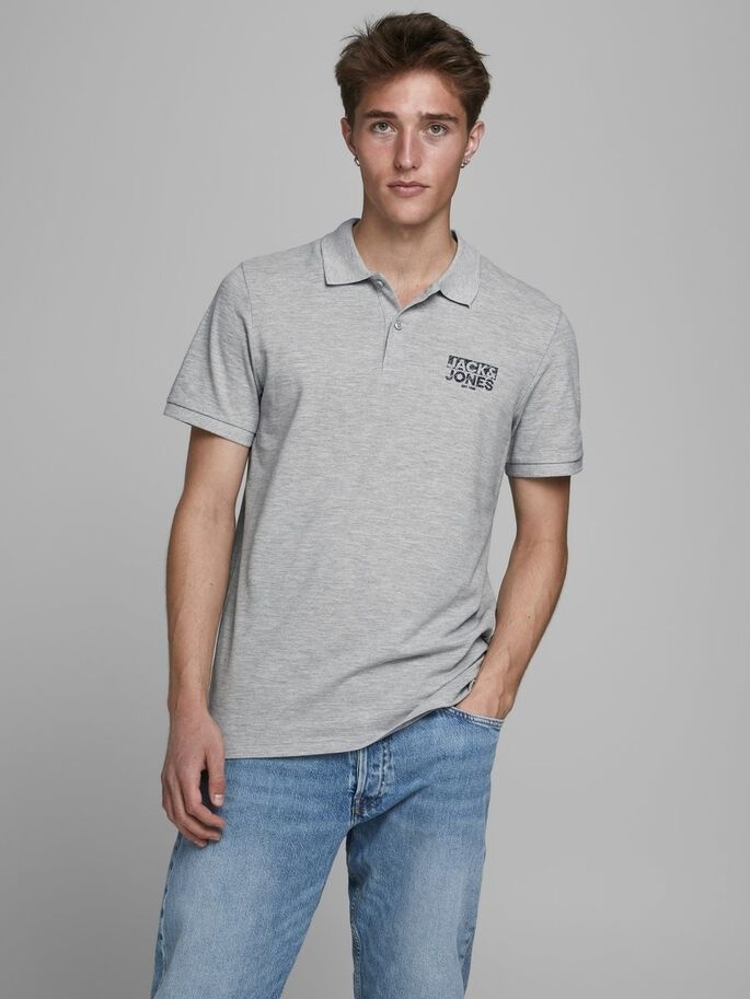 Поло JJHERO POLO SS CAT 12175087 Grey Melange Jack & Jones S Сірий — фото 4
