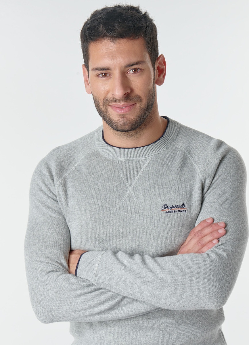Світшот JORJOES KNIT CREW NECK 12175774 Light Grey Jack & Jones S Сірий — фото 5