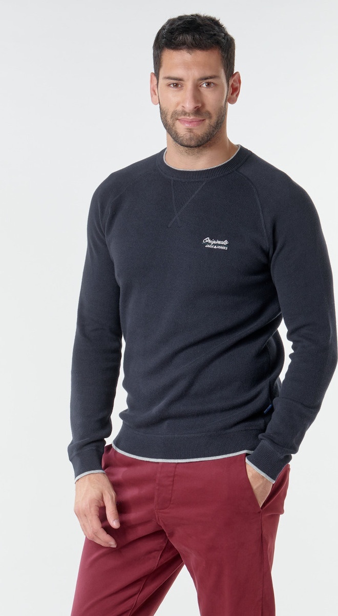 Світшот JORJOES KNIT CREW NECK 12175774 Sky Captain Jack & Jones S Темно-синій — фото 4