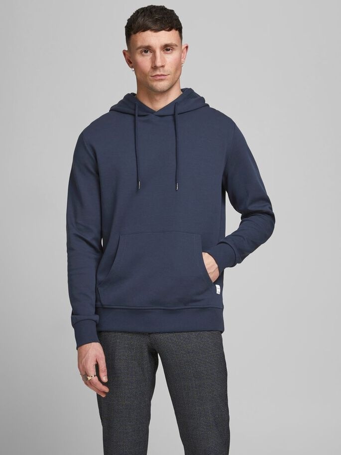Худі JJEBASIC SWEAT HOOD NOOS 12182537-Navy Blazer-Fit:REG Jack & Jones S Темно-синій — фото 2