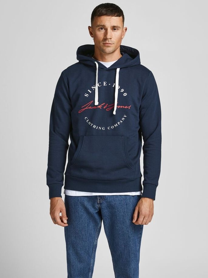 Толстовка JJHERRO SWEAT HOOD 12188849-Navy Blazer-Fit:SWEAT Jack & Jones S Темно-синій — фото 4