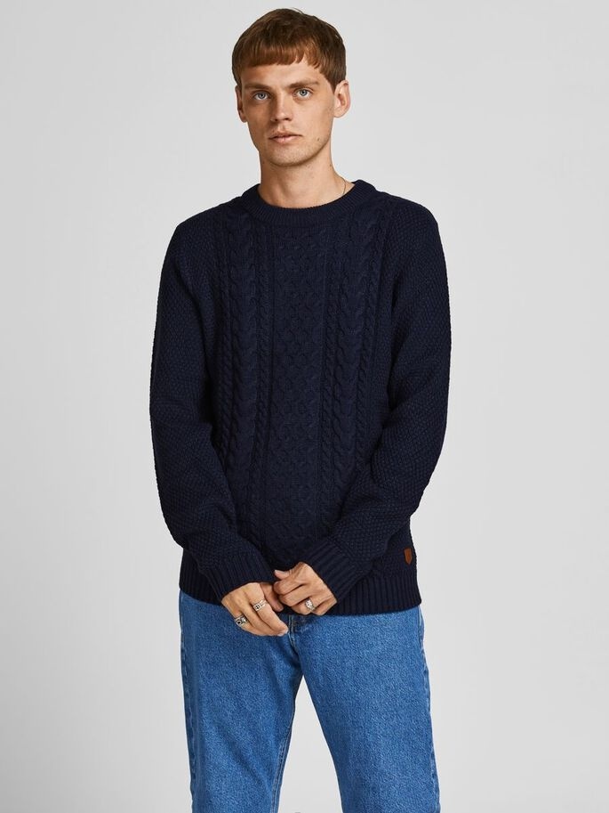 Пуловер JJCRAIG KNIT CREW NECK 12189968-Sky Captain Jack & Jones XXL Темно-синій — фото 3