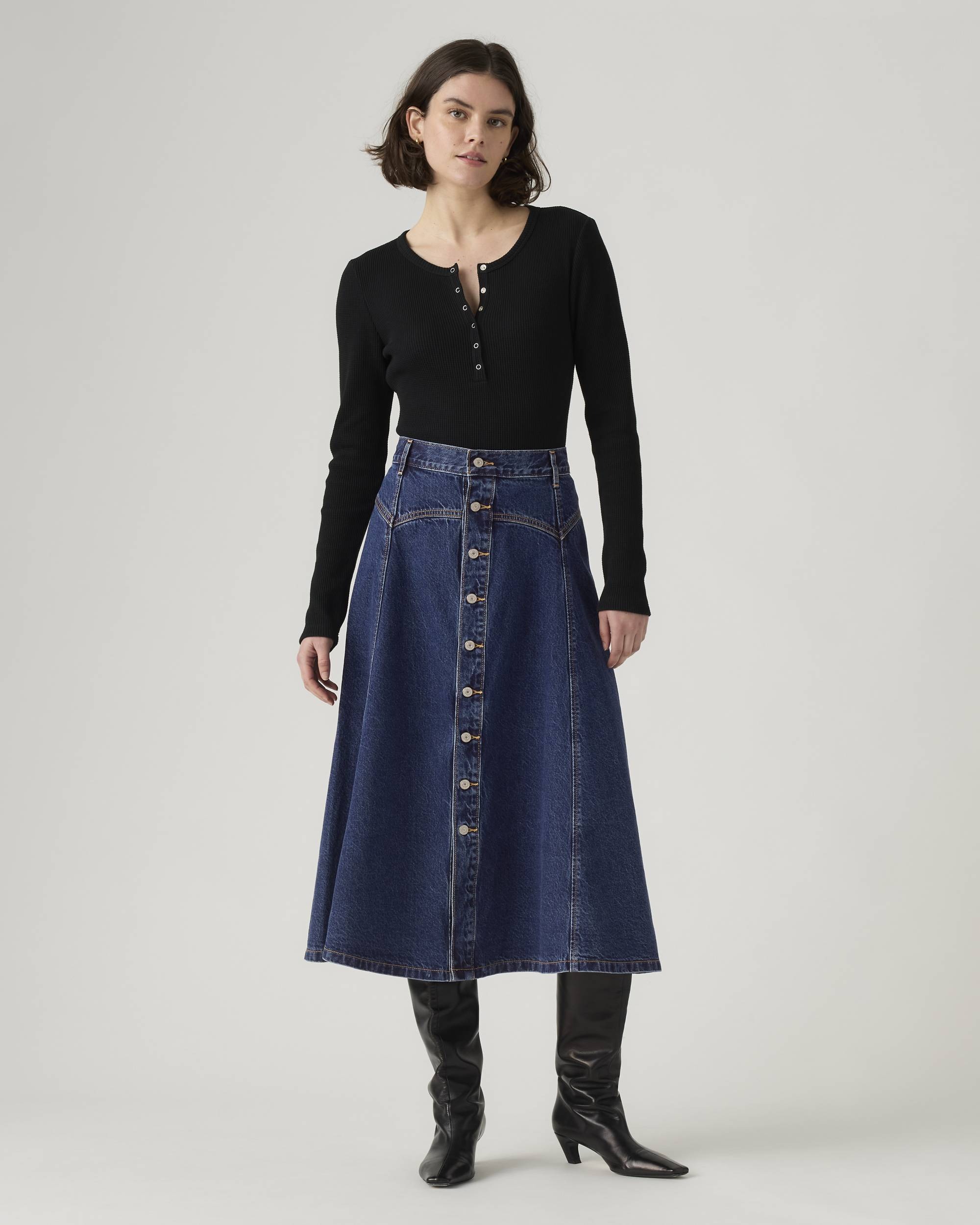 Жіноча спідниця-міді джинсова Levi's на гудзиках 1159857980 — фото 1