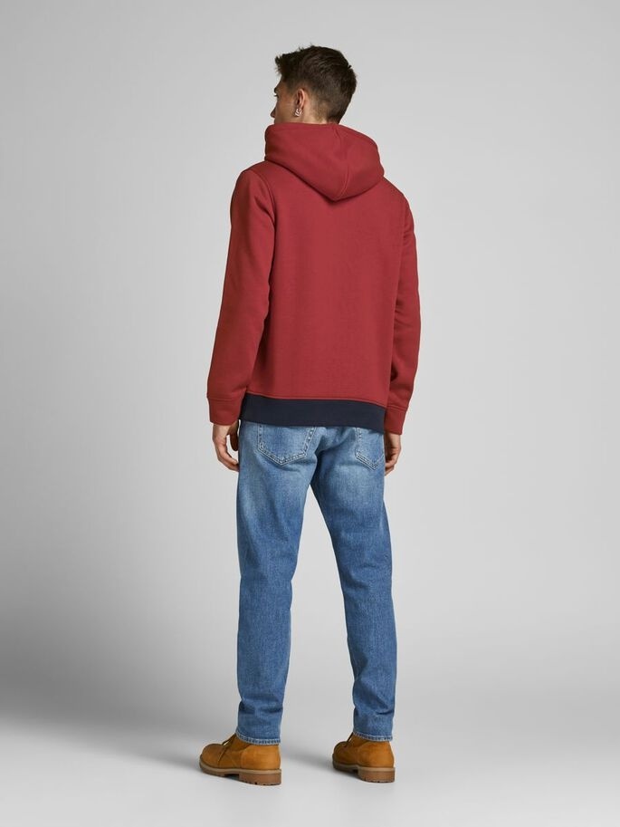 Толстовка JJEURBAN BLOCKING SWEAT HOOD NOOS 12190441-Red Dahlia Jack & Jones S Червоний — фото 4