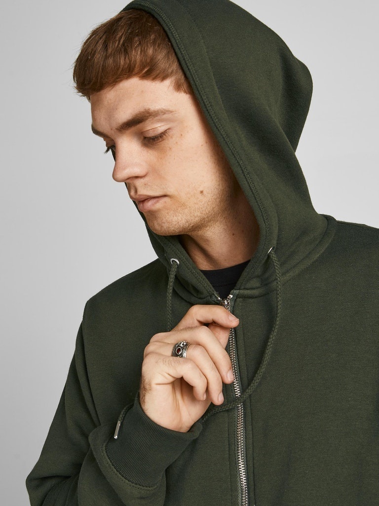Толстовка JJESOFT BASIC SWEAT ZIP HOOD NOOS 12191895-Forest Night-Fit:REG FIT Jack & Jones XXL Зелений — фото 6
