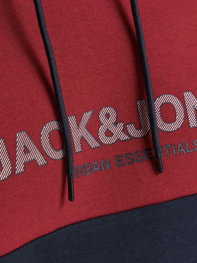 Толстовка JJEURBAN BLOCKING SWEAT HOOD NOOS 12190441-Red Dahlia Jack & Jones S Червоний — фото 6