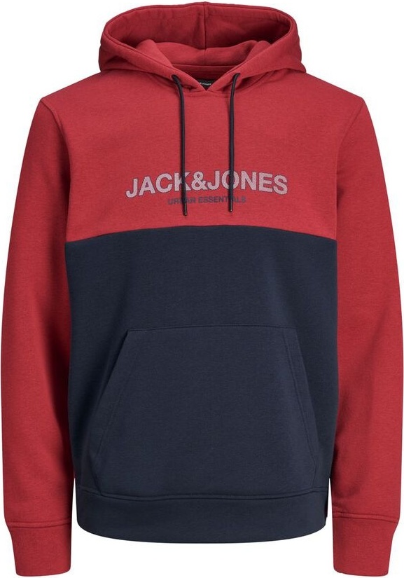 Толстовка JJEURBAN BLOCKING SWEAT HOOD NOOS 12190441-Red Dahlia Jack & Jones S Червоний — фото 11