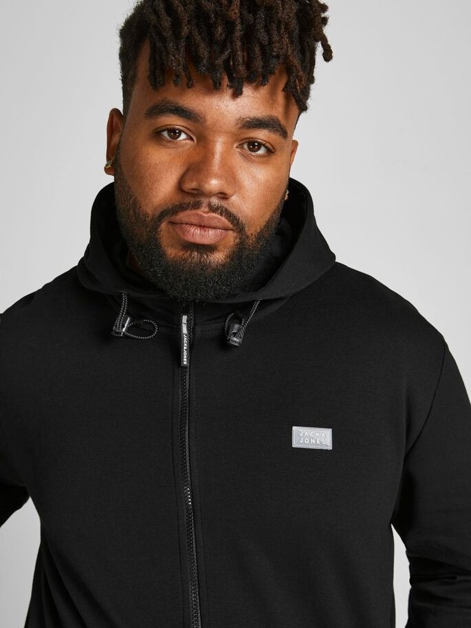 Толстовка JCOAIR SWEAT ZIP HOOD PS 12199271-Black Jack &amp; Jones PLUS 3XL Чорний — фото 4