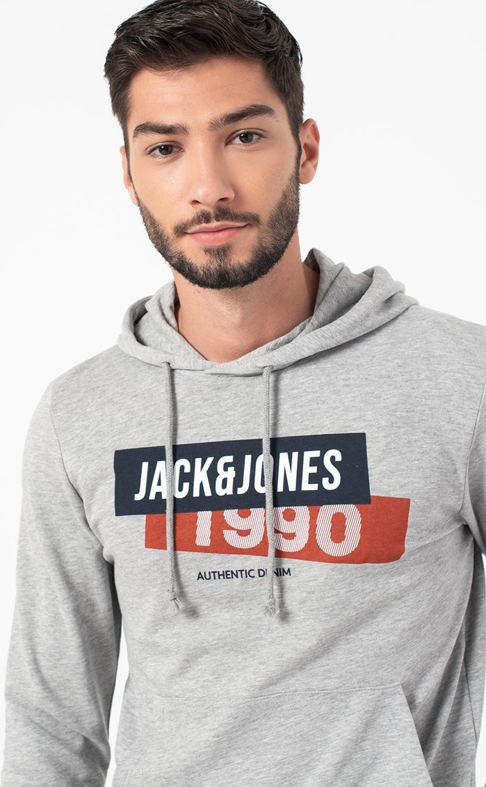 Толстовка JACSIMON LW SWEAT HOOD 12194721-Light Grey Melange Jack & Jones L Сірий — фото 5