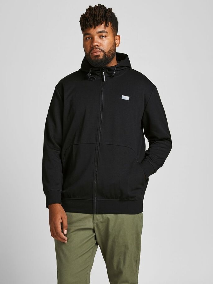 Толстовка JCOAIR SWEAT ZIP HOOD PS 12199271-Black Jack &amp; Jones PLUS 3XL Чорний — фото 2