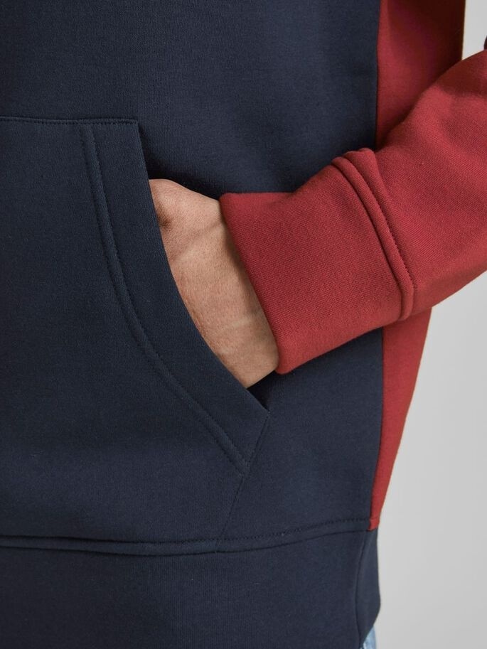 Толстовка JJEURBAN BLOCKING SWEAT HOOD NOOS 12190441-Red Dahlia Jack & Jones S Червоний — фото 8