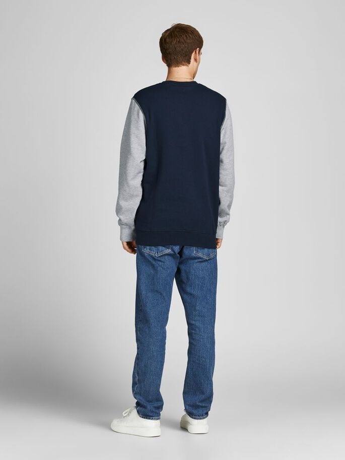 Світшот JORREWORKED SWEAT CREW NECK LTN 12207365-Navy Blazer-Fit:AUTHENTIC CROP Jack & Jones M Темно-синій — фото 4