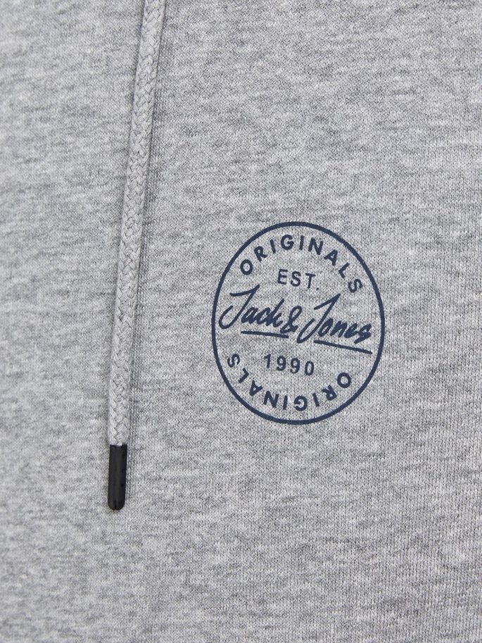 Толстовка JJESHARK SWEAT HOOD NOOS 12205081-Light Grey Melange-Print:Navy Blazer Jack & Jones XXL Сірий — фото 5