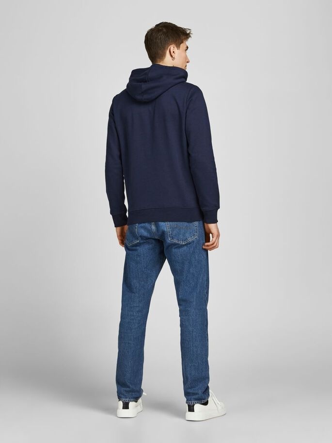 Толстовка JJBRAT SWEAT HOOD 12201406-Navy Blazer-Print:True Red. White Jack & Jones S Темно-синій — фото 4