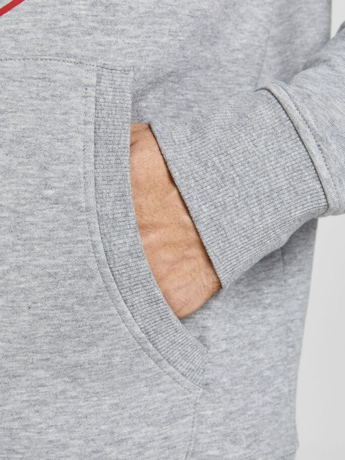 Толстовка JJBRAT SWEAT HOOD 12201406-Light Grey Melange-Print:Navy Blazer. Tru Jack & Jones XXL Сірий — фото 6