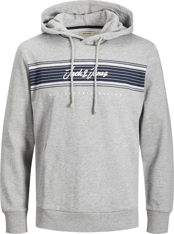 Толстовка JJLEO SWEAT HOOD 12200768-Light Grey Melange Jack & Jones S Сірий — фото 3