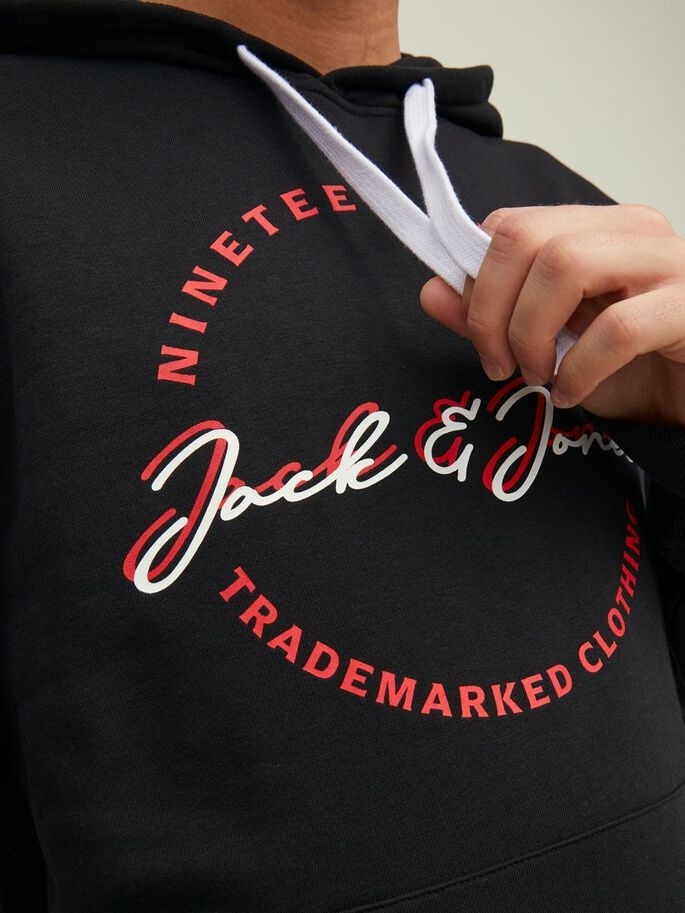 Худі JJSTAMP SWEAT HOOD 12211551-Black Jack & Jones XXL Чорний — фото 4