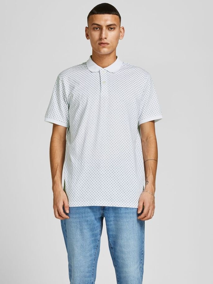 Поло JJEJACK DETAIL POLO SS NOOS 12201315-White-AOP:Full Body Jack & Jones S Білий — фото 3