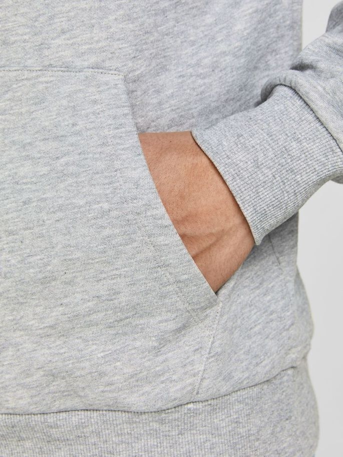 Толстовка JJLEO SWEAT HOOD 12200768-Light Grey Melange Jack & Jones S Сірий — фото 7