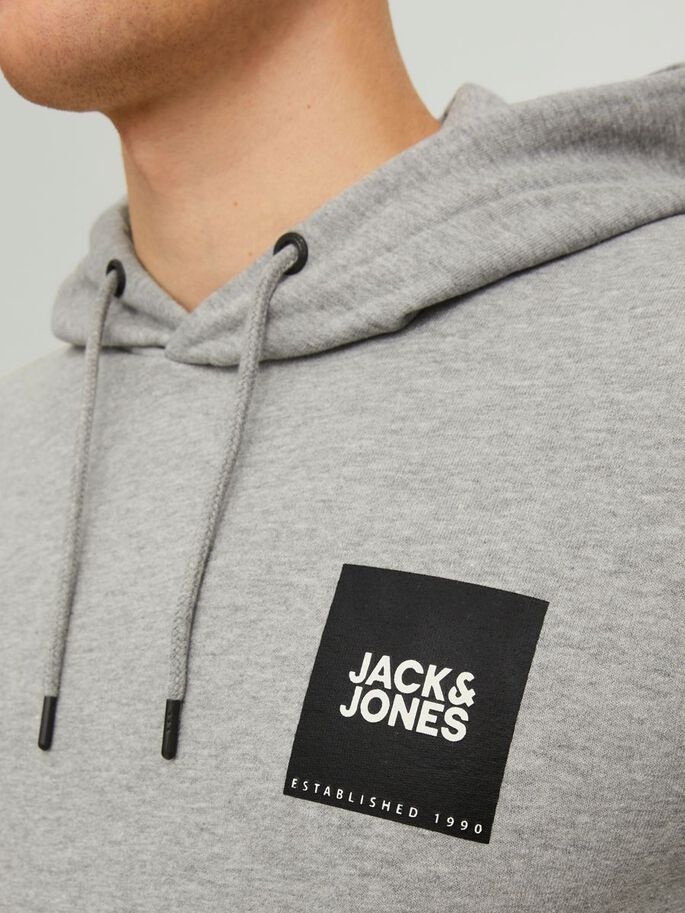 Худі JJLOCK SWEAT HOOD 12213245-Light Grey Melange SMALL Jack & Jones XXL Сірий — фото 4