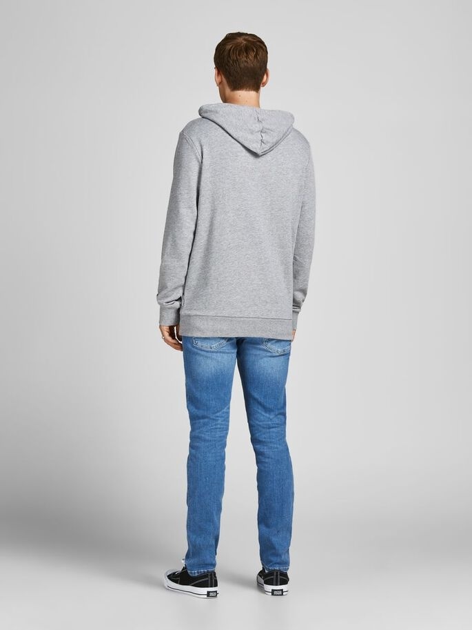 Толстовка JJESHARK SWEAT HOOD NOOS 12205081-Light Grey Melange-Print:Navy Blazer Jack & Jones XXL Сірий — фото 4