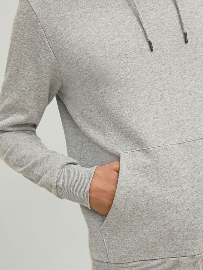 Худі JJLOCK SWEAT HOOD 12213245-Light Grey Melange SMALL Jack & Jones XXL Сірий — фото 5
