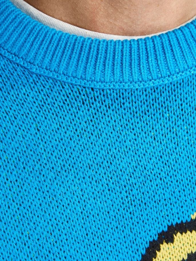 Пуловер JORSMILE KNIT CREW NECK KA KNT21 12206857-Hawaiian Ocean-Fit:WIDE Jack & Jones M Блакитний — фото 5