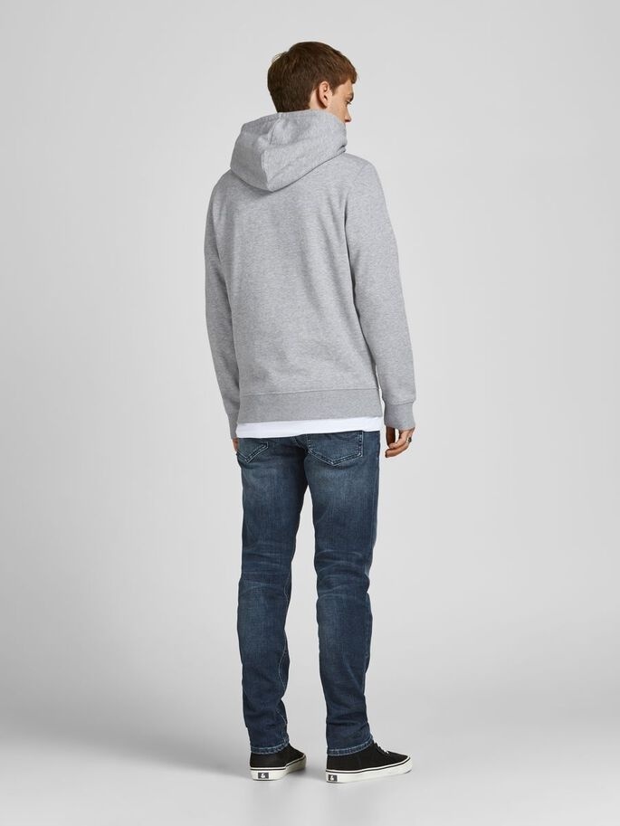 Толстовка JJBRAT SWEAT HOOD 12201406-Light Grey Melange-Print:Navy Blazer. Tru Jack & Jones XXL Сірий — фото 4