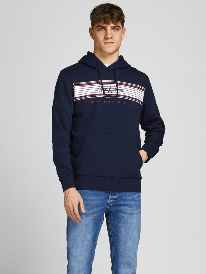 Толстовка JJLEO SWEAT HOOD 12200768-Navy Blazer Jack & Jones M Темно-синій — фото 4