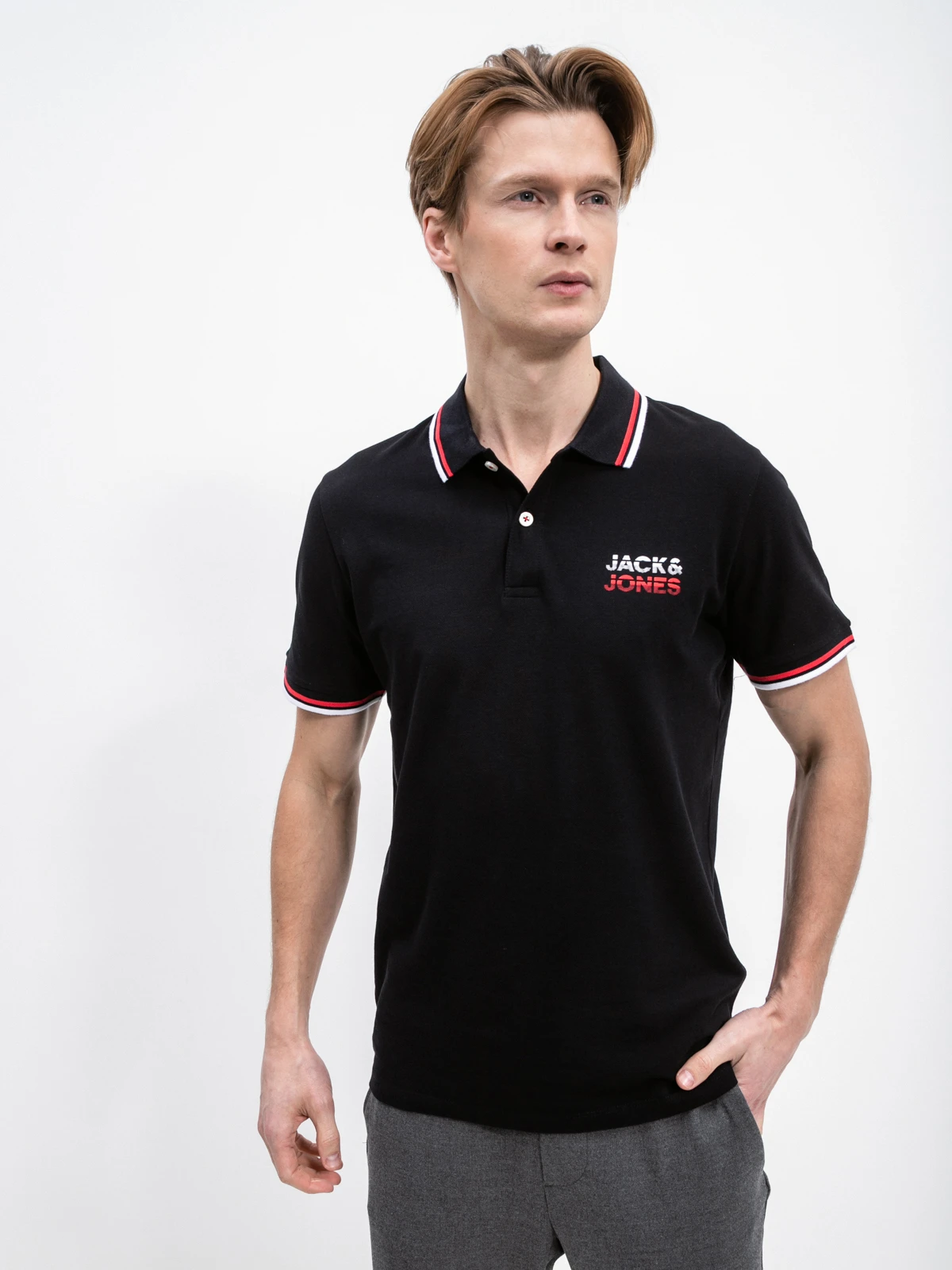 Поло JJATLAS POLO SS 12221012-Black Jack & Jones M Чорний — фото 4