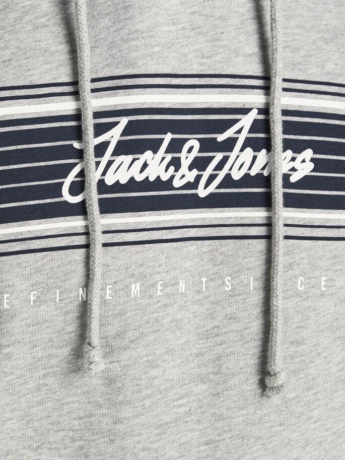 Толстовка JJLEO SWEAT HOOD 12200768-Light Grey Melange Jack & Jones S Сірий — фото 6