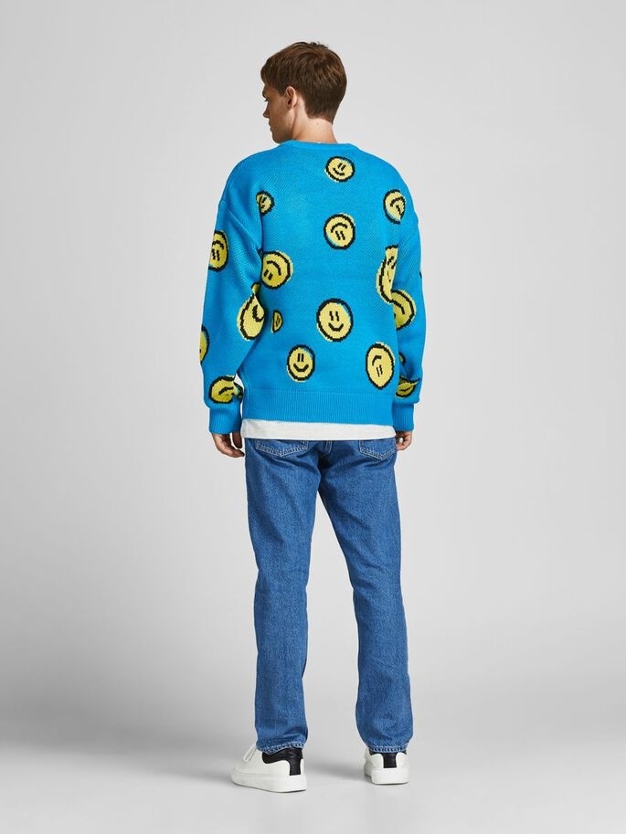 Пуловер JORSMILE KNIT CREW NECK KA KNT21 12206857-Hawaiian Ocean-Fit:WIDE Jack & Jones M Блакитний — фото 4
