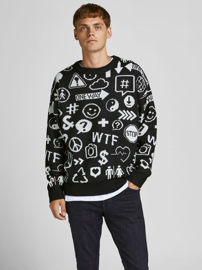 Пуловер JORINFO KNIT CREW NECK KA KNT21 12206845-Black-Fit:WIDE Jack & Jones XXL Чорний — фото 3