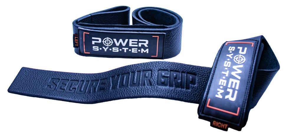 Лямки для тяги шкіряні Power System PS-3320 Leather Straps Black — фото 1