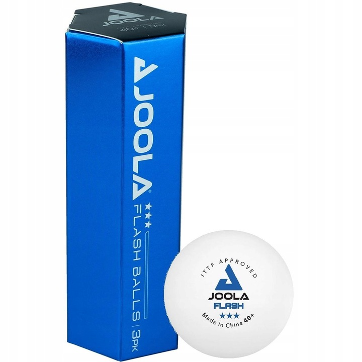 М'ячі для настільного тенісу (3 шт) Joola FLASH 3* 40+ ITTF, white — фото 1