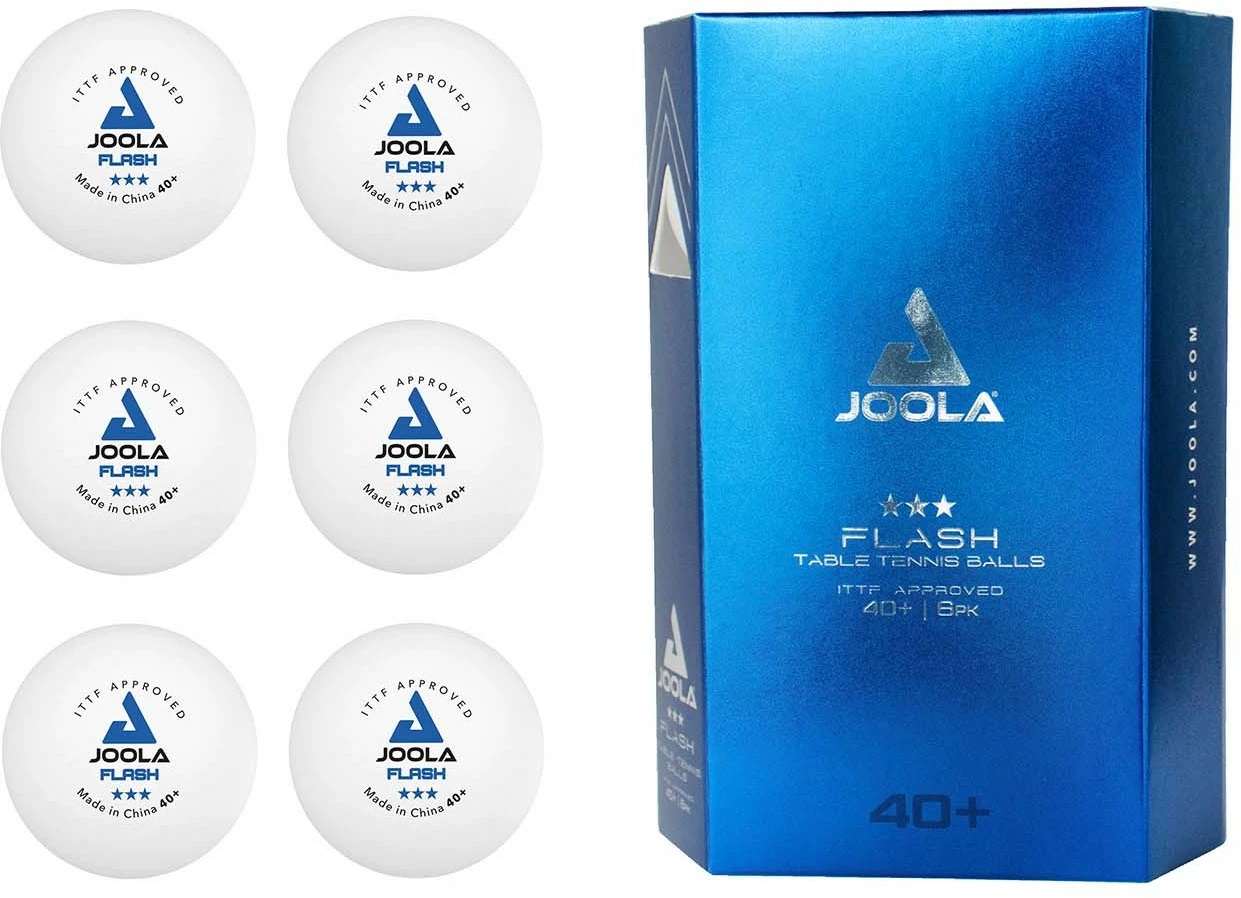 М'ячі для настільного тенісу (6 шт) Joola FLASH 3* 40+ ITTF, white — фото 1