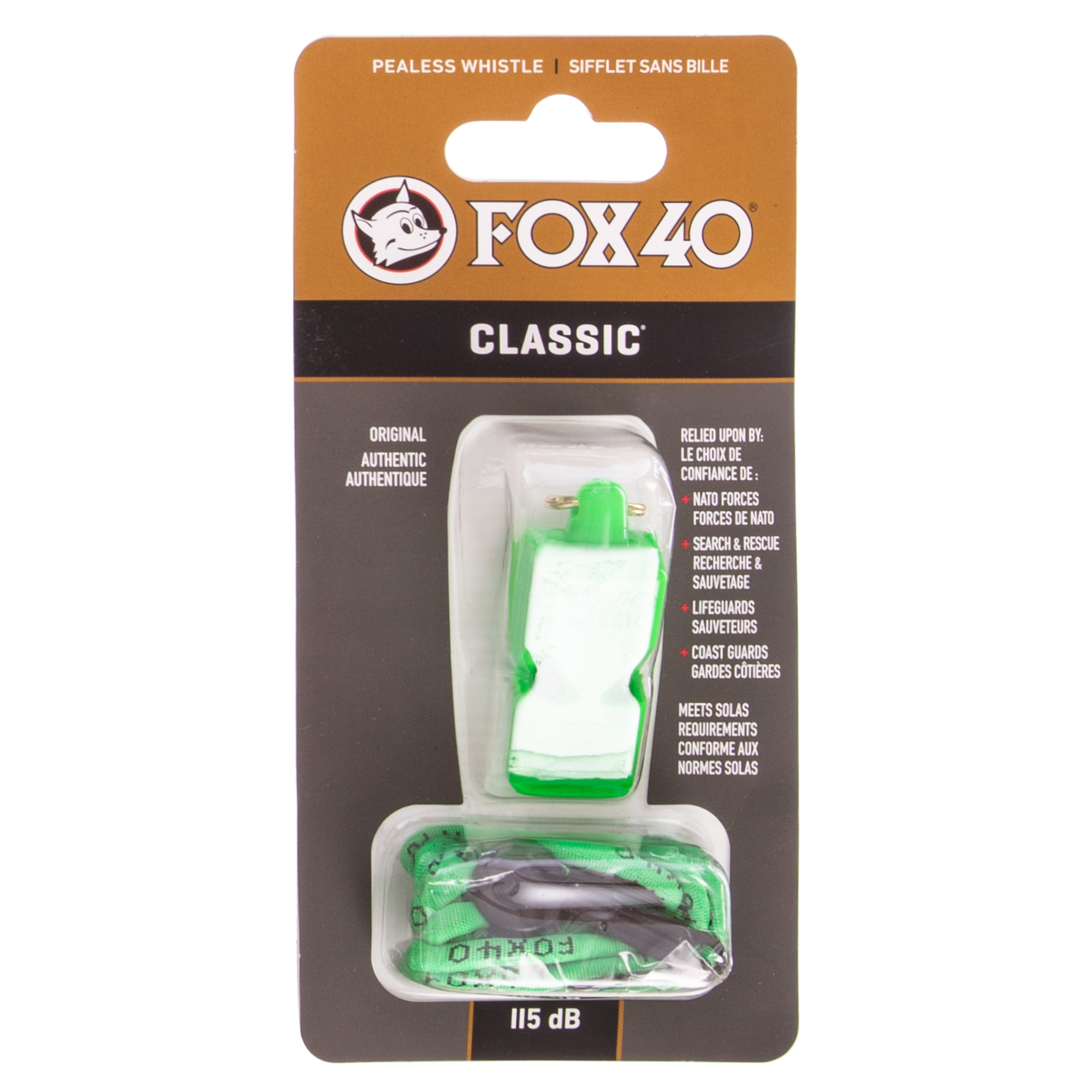 Свисток арбітра пластиковий на шнурі FOX40-CLASSIC, салатовий — фото 1