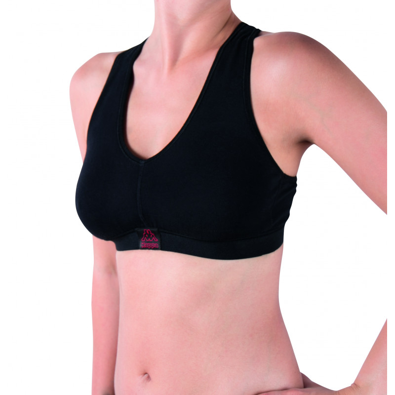 Топ спорт Kappa Reggiseno Sporty c/etichetta logo чорний Жін S/M — фото 1