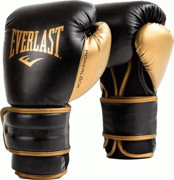 Боксерські рукавиці EVERLAST POWERLOCK 2R TRAINING GLOVE чорний, золотий Уні 16 унцій (P00002665) — фото 1