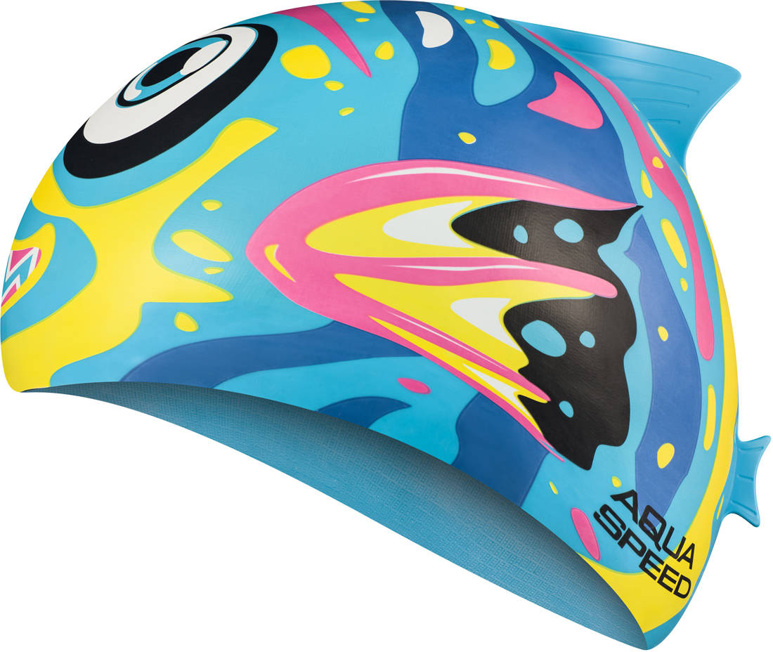 Шапка для плавання Aqua Speed ZOO FISH 8688 синій, темно-синій, жовтий, рожевий Діт OSFM — фото 1