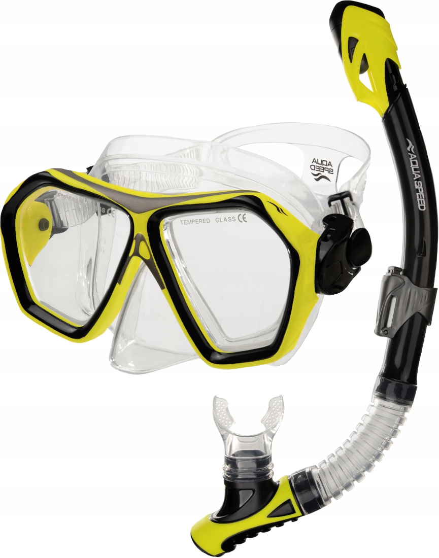 Набір маска і трубка Aqua Speed Blaze + Borneo 60320 жовтий, чорний Уні OSFM — фото 1