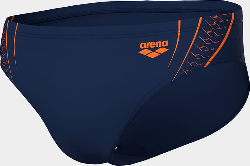 Плавки-сліпи для чоловіків Arena DOUBLE GRAPHIC SWIM BRIEFS темно-синій, помаранчевий Чол 85 — фото 6