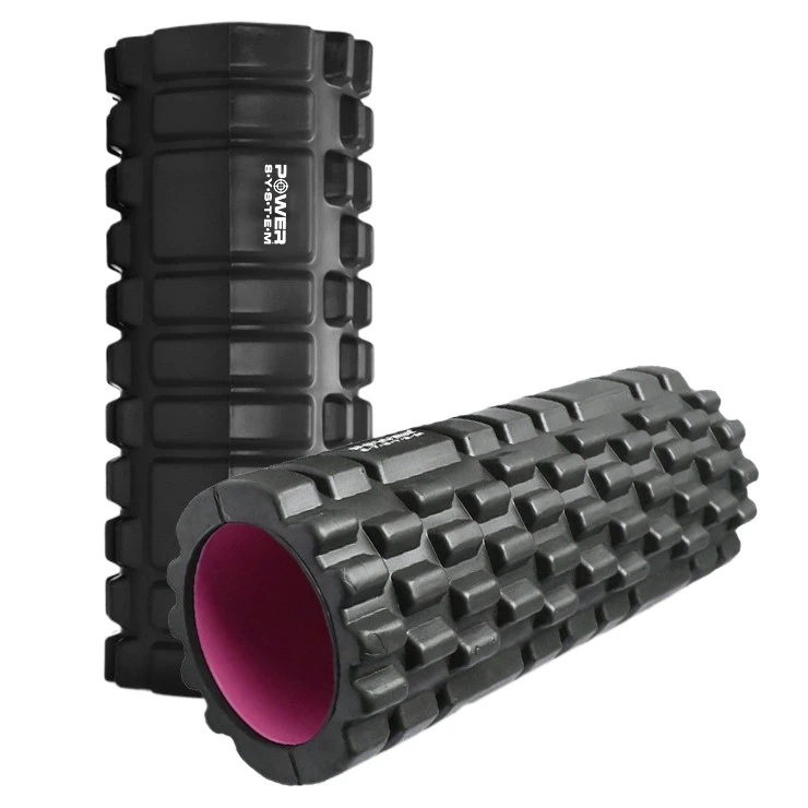Масажний ролик (роллер) Power System PS-4050 Fitness Foam Roller Black/Pink (33x15см.) — фото 1