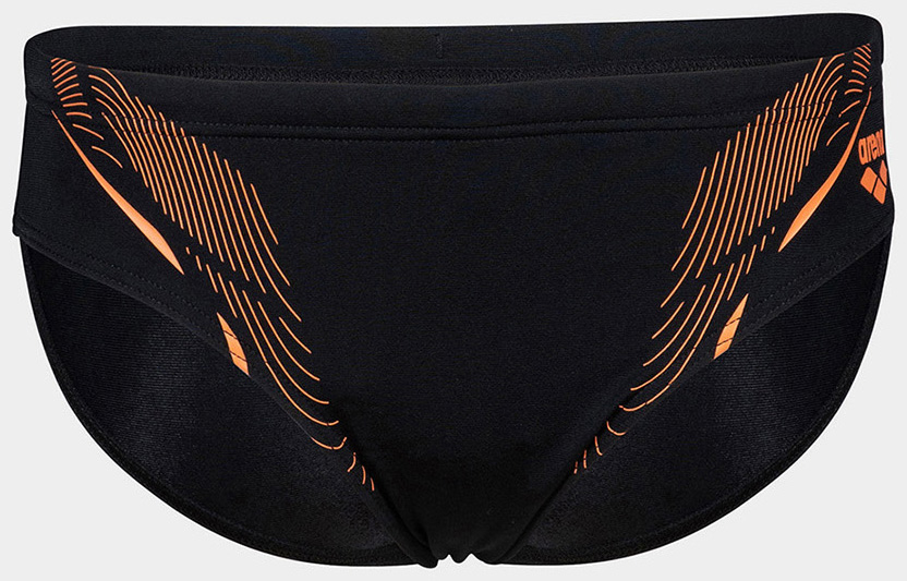 Плавки-сліпи для хлопців Arena SWIM BRIEFS GRAPHIC чорний, помаранчевий Діт — фото 1