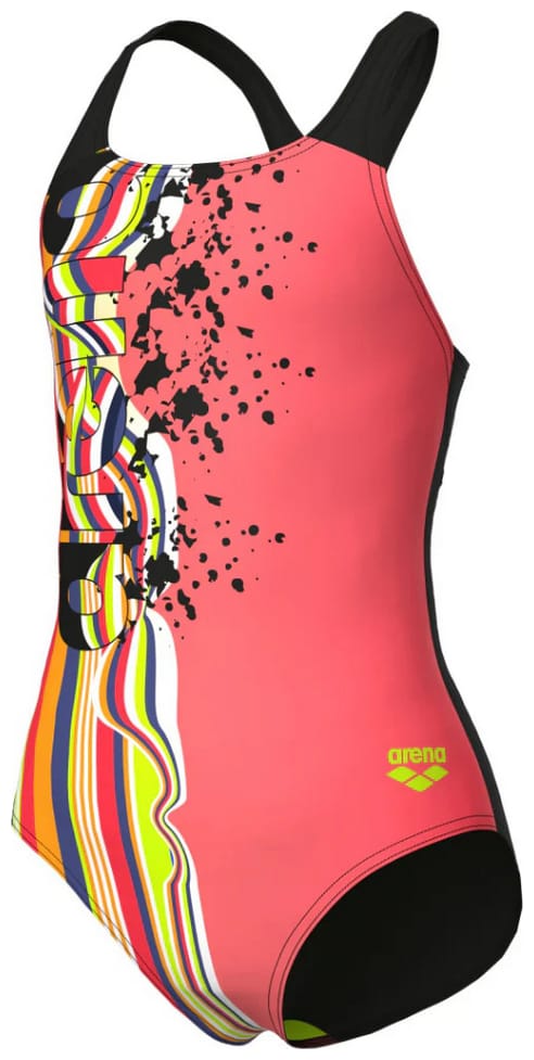 Купальник закритий для дівчат Arena PALETTE SWIMSUIT SWIM PRO BACK кораловий, чорний Діт 128 см — фото 1