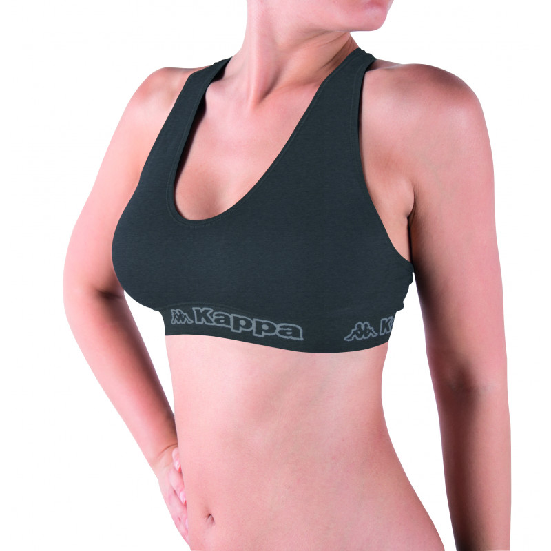 Топ спорт Kappa Reggiseno Sporty Elastico Logato антрацит Жін S/M — фото 1