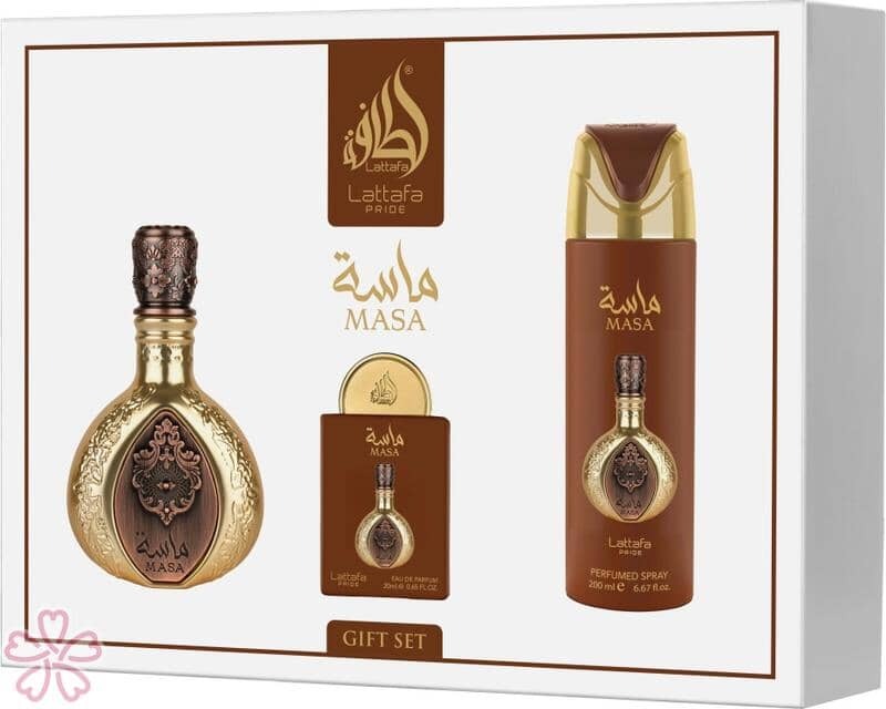 Набор для женщин Lattafa Perfumes Pride Masa Парфумована вода 100 мл + Парфумована вода 20 мл + Парфумований дезодорант 200 мл — фото 3