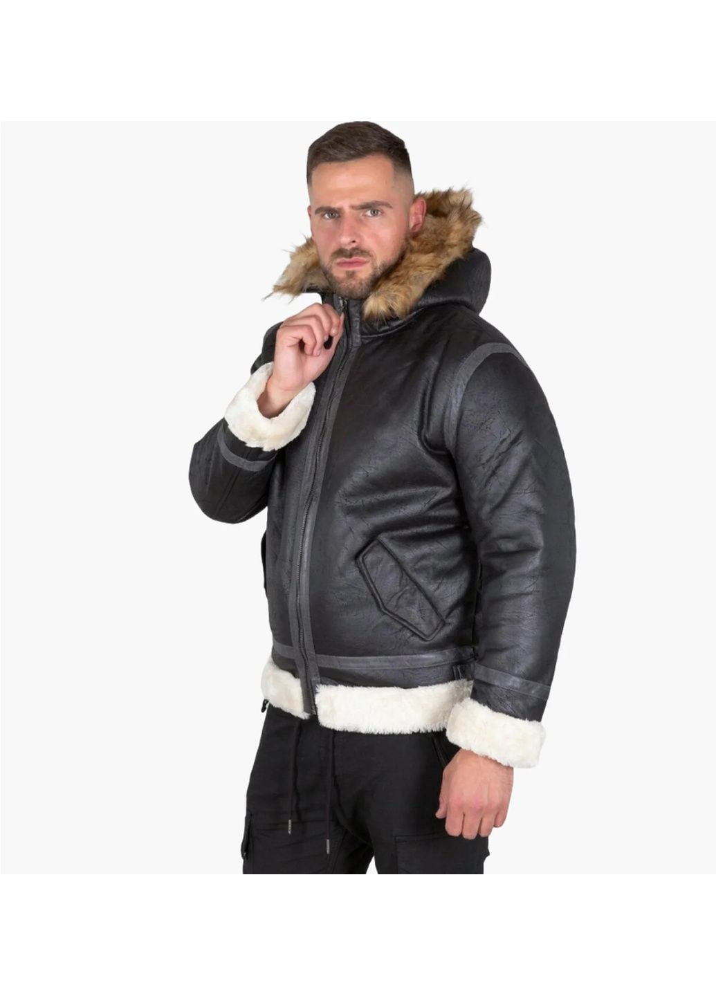 Куртка чоловіча Alpha Industries Hooded Bomber B3 Fl Black (128104-03) — фото 1