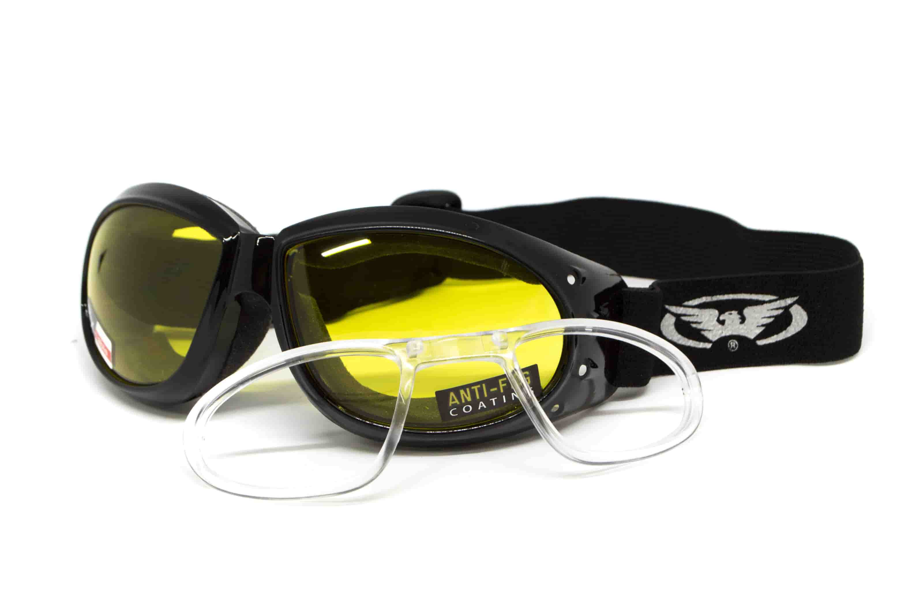 Очки защитные с уплотнителем Global Vision Eliminator RX (yellow) Anti-Fog, желтые с диоптрической вставкой — фото 2