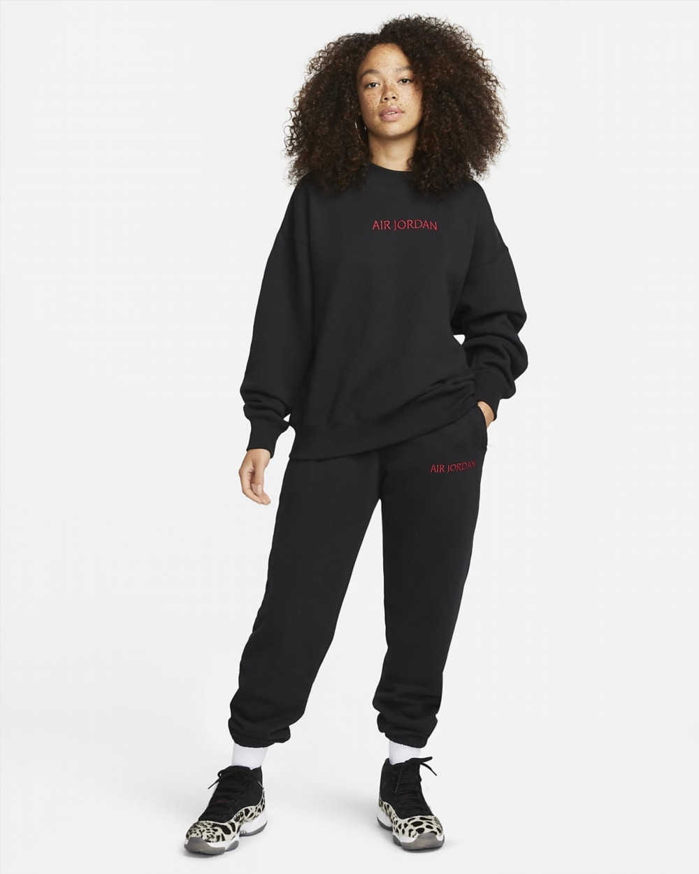 Кофта жіночі Jordan Woodwork W Fleece Crew Sweat Black/Gym Red (DQ4649-010) — фото 4
